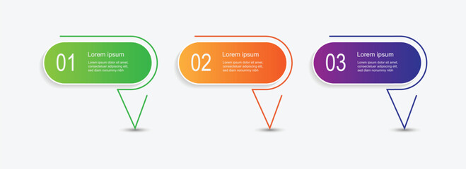 Leinwandbilder - 3 step process infographic template vector with icons can be used for workflow, business information and web graphic design 