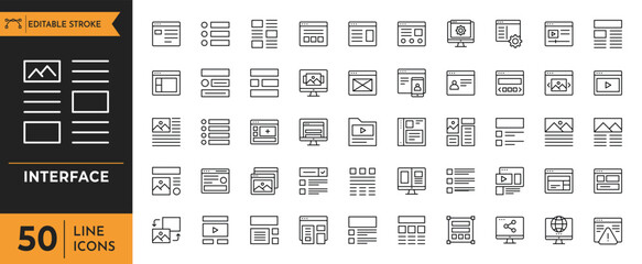 Interface icon set. User Interface icons. Web editable stroke icons collection. Vector illustration