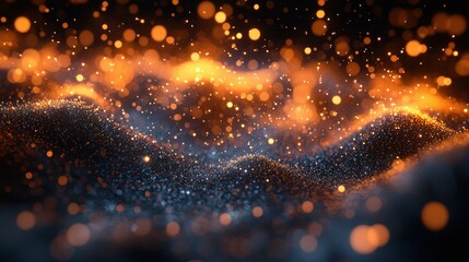Wall Mural - abstract glowing particles creating a wave-like pattern