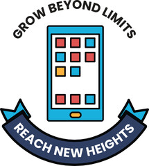 Wall Mural - a phone with a banner behind it that says grow beyond limits