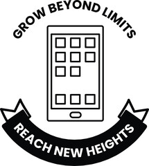 Wall Mural - a phone with a banner behind it that says grow beyond limits