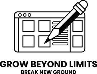 Wall Mural - pencil is drawn on a computer screen with the words grow beyond limits