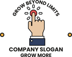 Wall Mural - a hand pointing to a button with the words grow beyond limits on the background