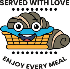Wall Mural - a cartoonish image of a basket of laundry with a smiling face on it