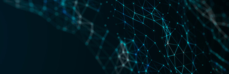 Wall Mural - Polygonal background with dots and lines. Network connection structure. Science and technology. 3d