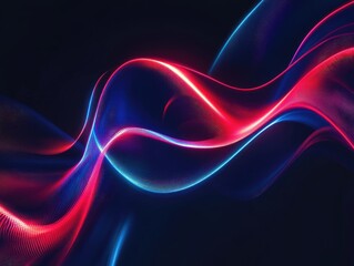abstract flowing lines in vibrant red and blue, dark background, digital art