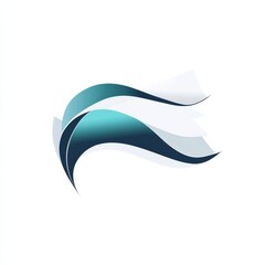 Leinwandbilder - Abstract Teal and White Curved Layers on White Background - Modern Design Element