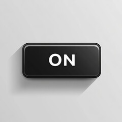 Poster - Black 'ON' Switch Button on White Background: Digital Interface Activation Concept 