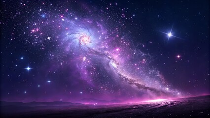 Cosmic Landscape: A vibrant galaxy over a distant planet