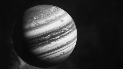 a grayscale image of a distant planet