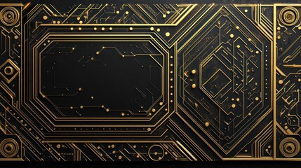 Gold Circuit Board Texture Background, futuristic, abstract art, technology, use for website banners, posters, or digital displays