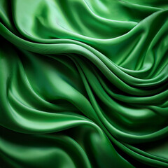 Wall Mural - green silk fabric with flowing folds and shiny texture generated image