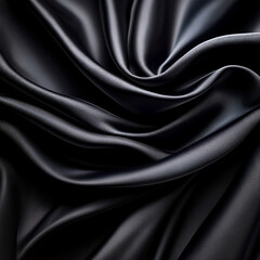 Wall Mural - black silk fabric with elegant folds and smooth texture generated image