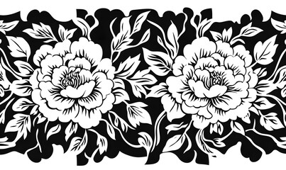 Wall Mural - Chinese paper cut style monotone peony totem, Generative AI