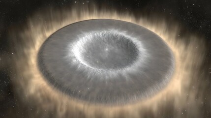 Wall Mural - A Cosmic Celestial Ring Surrounding a Deep Cratered Celestial Body