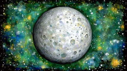 Wall Mural - A large celestial body in the cosmic starry painted night sky
