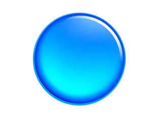 glossy blue circle icon on transparent background