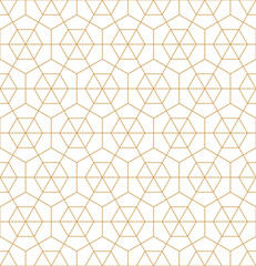 Wall Mural - a repeating pattern of gold geometric shapes, including triangles and hexagons, on a soft cream back