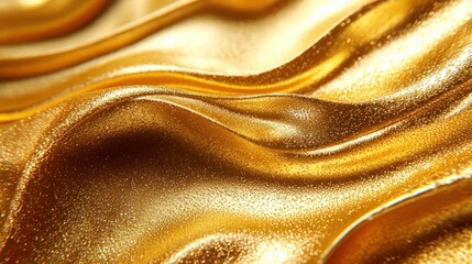 Wall Mural - golden waves of shimmering liquid texture in motion