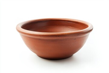 Aufkleber - Rustic terracotta bowl casting shadow on white studio background simple elegance and pottery creation capturing artisan craftsmanship