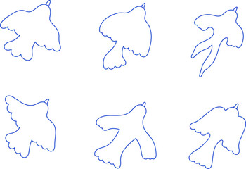 Wall Mural - vector set of bird in simple linear hand drawn style. hand drawn vector illustration.