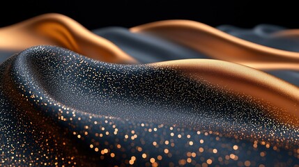 Wall Mural - Shimmering fabric waves with golden glitter textures
