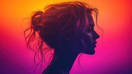 Wall Mural - silhouette of a woman against a vibrant gradient background