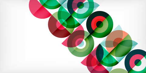 Fototapete - Minimal geometric abstract background. Circle square and triangle design. Trendy techno business template for wallpaper, banner, background or landing