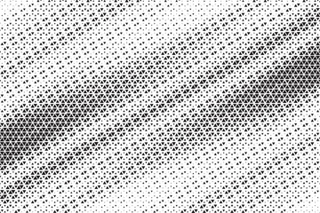 Fototapete - Triangular halftone texture retro wave vector. Geometric technology abstract diagonal dotted background. Half tone triangles retro comic pattern. Minimal 80s style dynamic tech structure wallpaper.