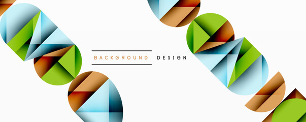 Wall Mural - Minimal geometric abstract background. Circle square and triangle design