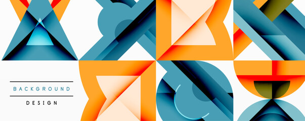 Wall Mural - Circles squares lines abstract background