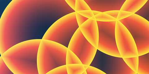 Wall Mural - abstract background, header or banner design with large orange, red and yellow overlaying globes, bu