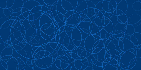 Wall Mural - a deep blue background features overlapping white circles, forming a dynamic and modern abstract pat