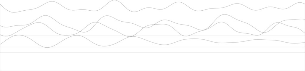 Abstract minimalist black line waves on white background in symmetrical pattern.