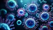 © Lisa - microscopic view of virus or bacteria cells medical research healthcare disease infection biology and science concepts