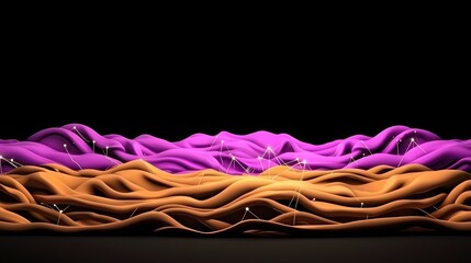 Wall Mural - the image contains a digital rendering of two layers of undulating, fabric-like surfaces. the top la
