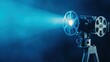 © yusufadi - Vintage Movie Projector Illuminating a Blue Screen