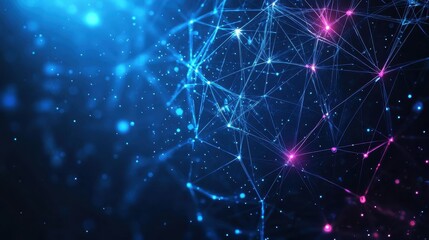 Fototapete - Complex network of connected lines and dots representing a futuristic electronic communication system design