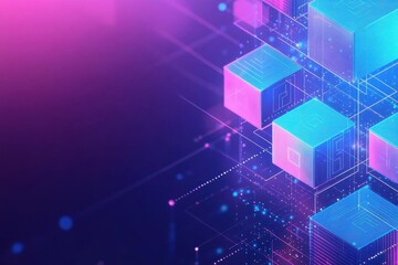 Aufkleber - Abstract artistic representation of blue and pink cubes creating a dynamic geometric composition for visual interest