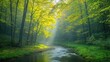 © yusufadi - Serene Forest Stream: A Misty Morning in Autumn