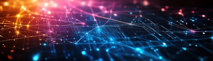 Poster - Intricate network of glowing lines representing connectivity and digital communication in a modern world