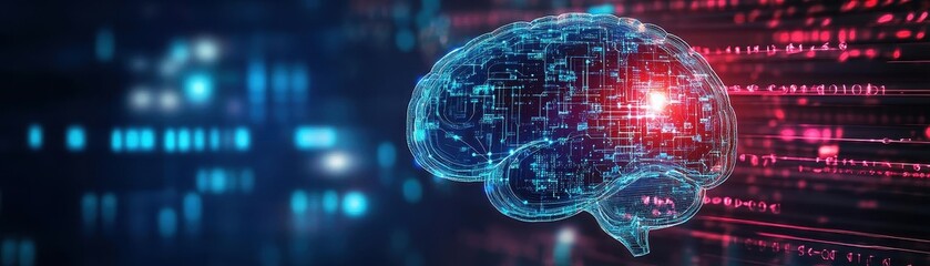 Leinwandbilder - A brain surrounded by intricate circuitry illustrating the concept of artificial intelligence and machine learning