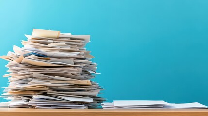 Aufkleber - A disorganized stack of papers on an office desk creating a chaotic work environment