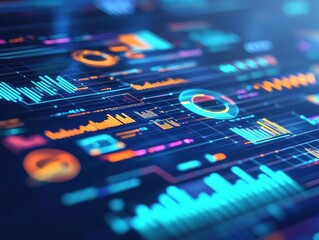 Poster - Digital graphic representing market trends and data visualization for financial analysis and business insights