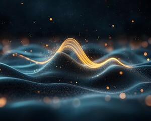 Poster - Abstract digital landscape with glowing lines