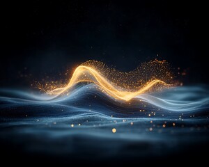 Poster - Abstract golden wave on dark surface