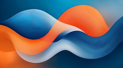 Poster - Abstract wavy shapes in blue and orange