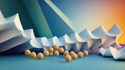 Wall Mural - Abstract Geometric Shapes with Spheres
