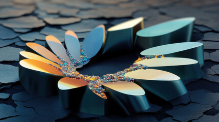 Wall Mural - Abstract Geometric Shapes with Flowing Particles