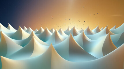Wall Mural - Abstract Landscape with Floating Particles
